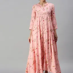 SHOWOFF Pink Printed Ankle Length Anarkali Kurta-picture-27