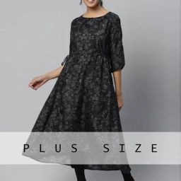 Aurelia Black Floral Print A Line Kurta-image-91