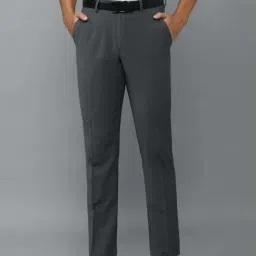 Louis Philippe Permapress Grey Slim Fit Texture Trousers-picture-41