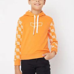 GAS Kids Orange & White Printed Full Sleeves Sweatshirt-image-2