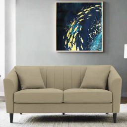 Febonic Honey Beige Neem Wood Polon 2 Seater Sofa-image-22