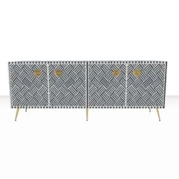 Casagold Black Inlay Media Console - Chevron-64