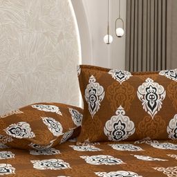 Pure Decor Passion Fur Brown Ethnic Cotton 350 TC Double Queen Bedsheet Set-2.28mx2.54m-picture-27