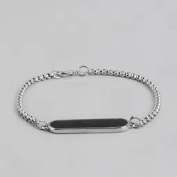 Ringzinnie Unisex Stainless Steel Silver-Plated Cubic Zirconia Oxidised Link Bracelet-16