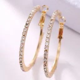 Krelin Gold-Plated Crystals Studded Circular Shaped Hoop Earrings-22