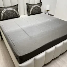 Pure Decor Royal Majestic Brown & White Geometric 350 TC King Bedsheet Set 2.74 m x 2.74 m-image-62