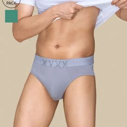 XYXX Light Grey & Green Cotton Briefs - Pack of 2-picture-11