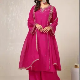 Soch Pink Embroidered Kurta Palazzo Set With Dupatta-picture-4