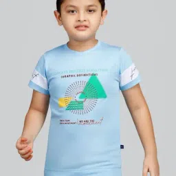 3PIN Boys Blue Cotton Printed T-Shirts-image-129
