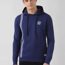 Peter England Dark Blue Regular Fit Striped Hooded Sweatshirt-picture-20
