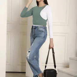 Mast & Harbour Women Colourblocked Solid Top-image-86