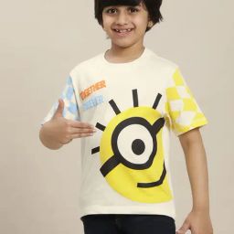 Kidsville Minions Printed Regular Fit Cream T-Shirt For Boys-image-33