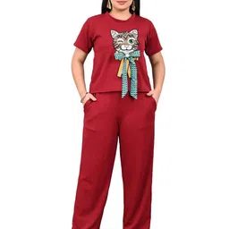 Naida Printed Loose Fit Round Neck T-shirt With Trousers Co-Ords-picture-46