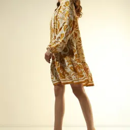 Vero Moda Yellow & White Printed Shirt Dress-image-53