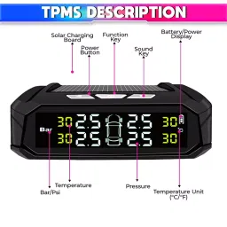 Amici Auto Wireless Tyre Pressure Monitoring System with External Sensor for 4-Wheelers Cars, SUVs, Light Trucks Black image 3