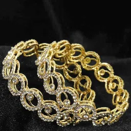 ZULKA Set of 2 Gold Plated American Diamond Metal Bangles-picture-14