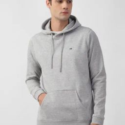 Peter England Sky Grey Regular Fit Hooded Sweatshirt-image-49