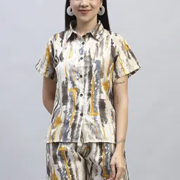 ROSEMELON Printed Shirt Collar Shirt With Shorts Co-Ords-picture-15