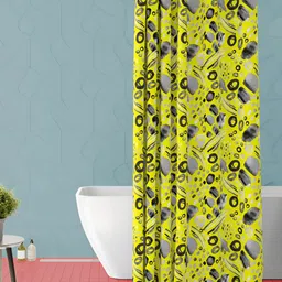 ArtzFolio Yellow & Black Printed Waterproof Shower Curtain-image-98
