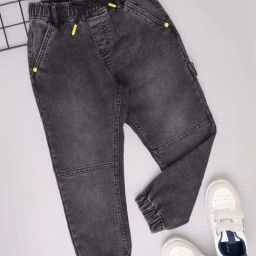 Pantaloons Junior Boys Jet Black Washed Track Bottoms & Joggers-image-48