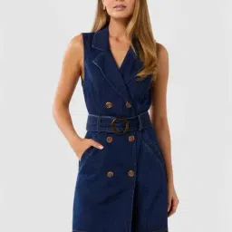 Forever New Dark Rinse Wash Cotton Regular Fit Dress-picture-26