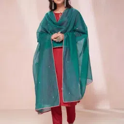 Fabindia Green Embroidered Dupatta-image-26
