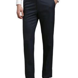 Louis Philippe Navy Slim fit Solid Trousers-picture-6