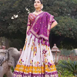 A TO Z CART Printed Ready to Wear Silk Lehenga & Unstitched Blouse With Dupatta image 3