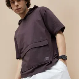 Bossini Purple Loose Fit Hooded T-Shirt-picture-47