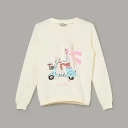 Fame Forever by Lifestyle Girls Off White Cotton Printed Sweatshirt-picture-1