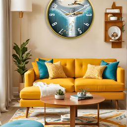 OLIVE TREE Gold-Toned & Blue Printed Contemporary Wall Clock-image-72