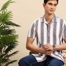 Mast & Harbour Striped Waffle Textured Casual Shirt-image-66