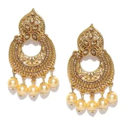 Panash Golden Metal Cutout Chand Bali Earrings-43