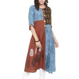 Varanga Blue Printed Cotton Kurta-image-15