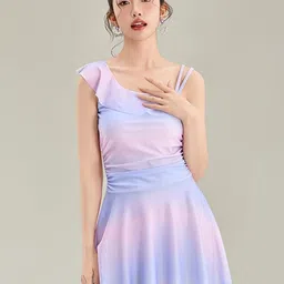 LULU & SKY Ombre Dyed A-Line Swimming Dress With Attached Shorts-image-80