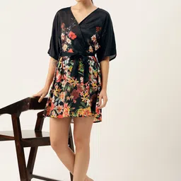 ETC Floral Printed Satin Finish Bathrobe-43