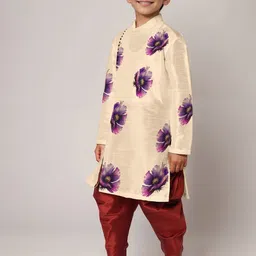 DEVOILER Boys Ethnic Motifs Printed Patchwork Kurta image 4