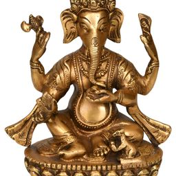 Exotic India Gold-Toned & Black Lord Ganesha Brass Idol Showpiece-30