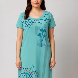 SANDPIPER Women Geometric Printed Cotton Longline Top-picture-30