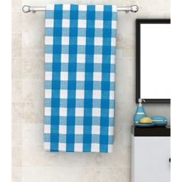 Athom Living 100% Premium Cotton Bath Towel Big Check Print - Blue-image-59
