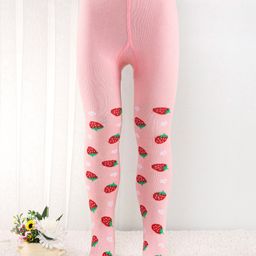 Cutewalk by Babyhug Anti Bacterial Footed Tights Strabarry Design - Pink-image-33
