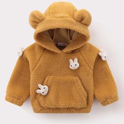 Kookie Kids Full Sleeves Hoodies With Ear & Bunny Applique- Yellow-image-19
