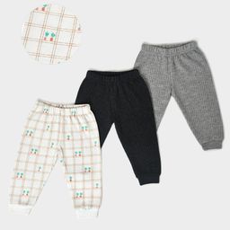 Mi Arcus  Cotton Checked & Striped Pattern Thermal Pant Pack of 3 Multi Colour-image-92