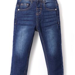 Babyhug Denim  Full Length with Stretch  Washed Jeans - Dark Blue-image-54