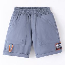 Little Kangaroos Cotton Knit Above Knee Length Shorts Solid Colour - Blue-image-24