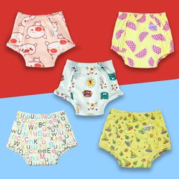 Snugkins Potty Training Pull-up Pants for Kids 100% Cotton Pack 5 Small - Multi-13
