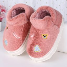 Oh! Pair Slip On Teddy Bear Embroidered Winter Shoes - Red-image-76