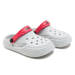 Beanz Perforated Clogs - Light Grey & Red-picture-20