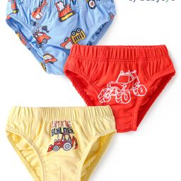 Babyoye Cotton Elastane Knit Vehicle & Placement Print Panties Pack Of 3 - Blue Red & Yellow-image-20