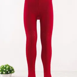 Cute Walk by Babyhug Knit Antibacterial Footed Tights Cable Knit Design - Red-picture-24